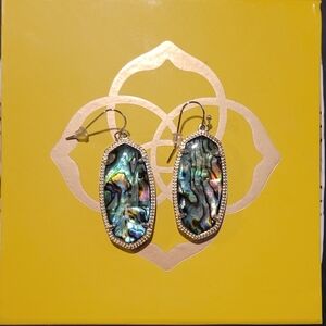 Kendra Scott Green and Blue Drop Earrings with Iridescent Inlay